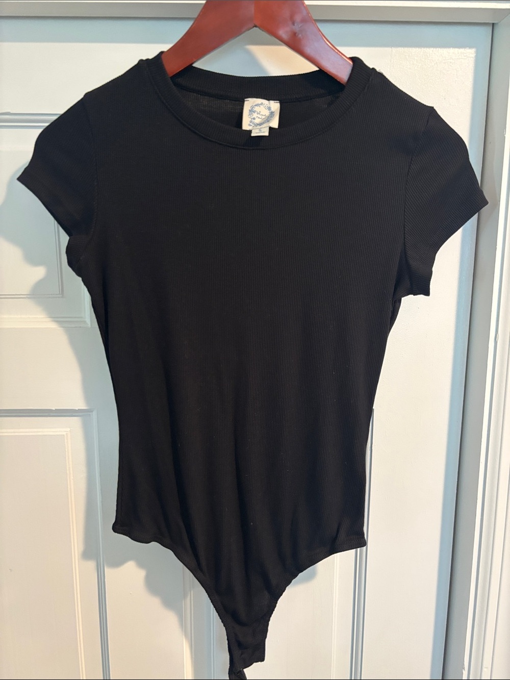 Blue Rain Black Ribbed Short-Sleeve Bodysuit